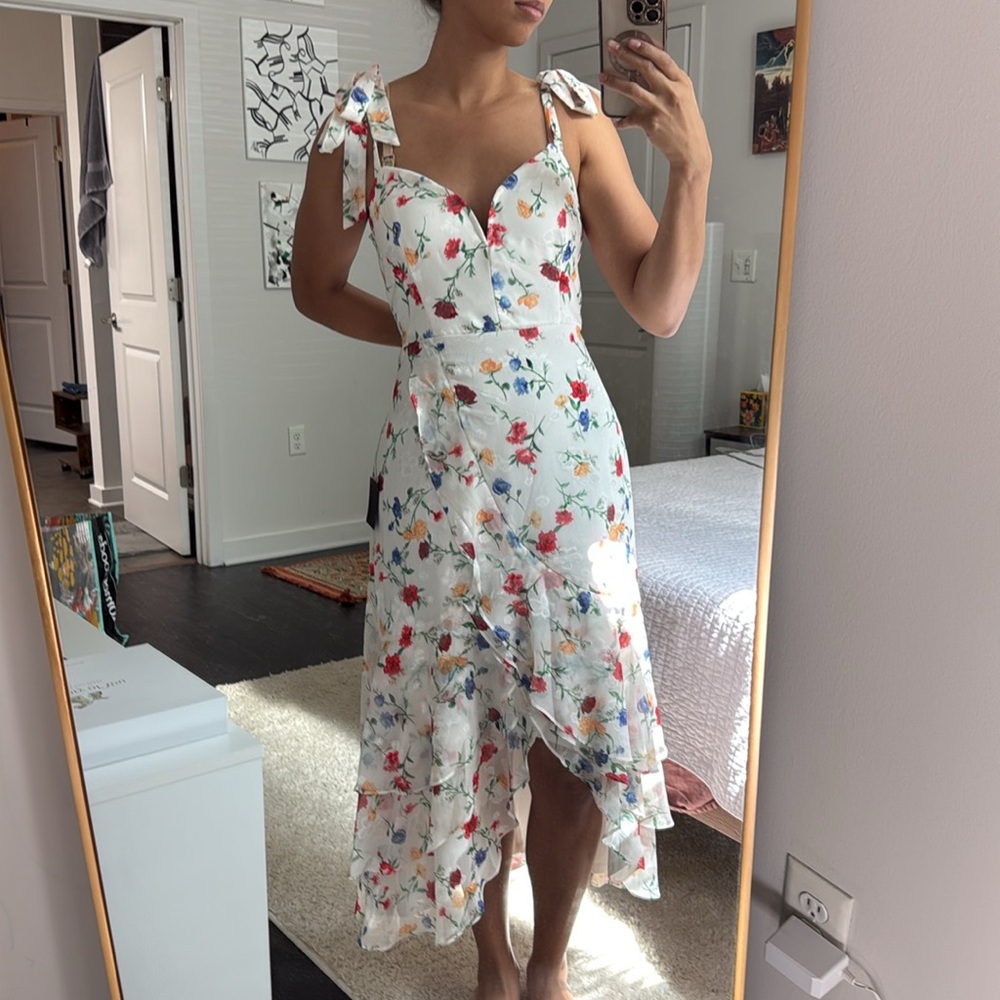 Lulu's Multicolor Floral Dress with Tie Straps